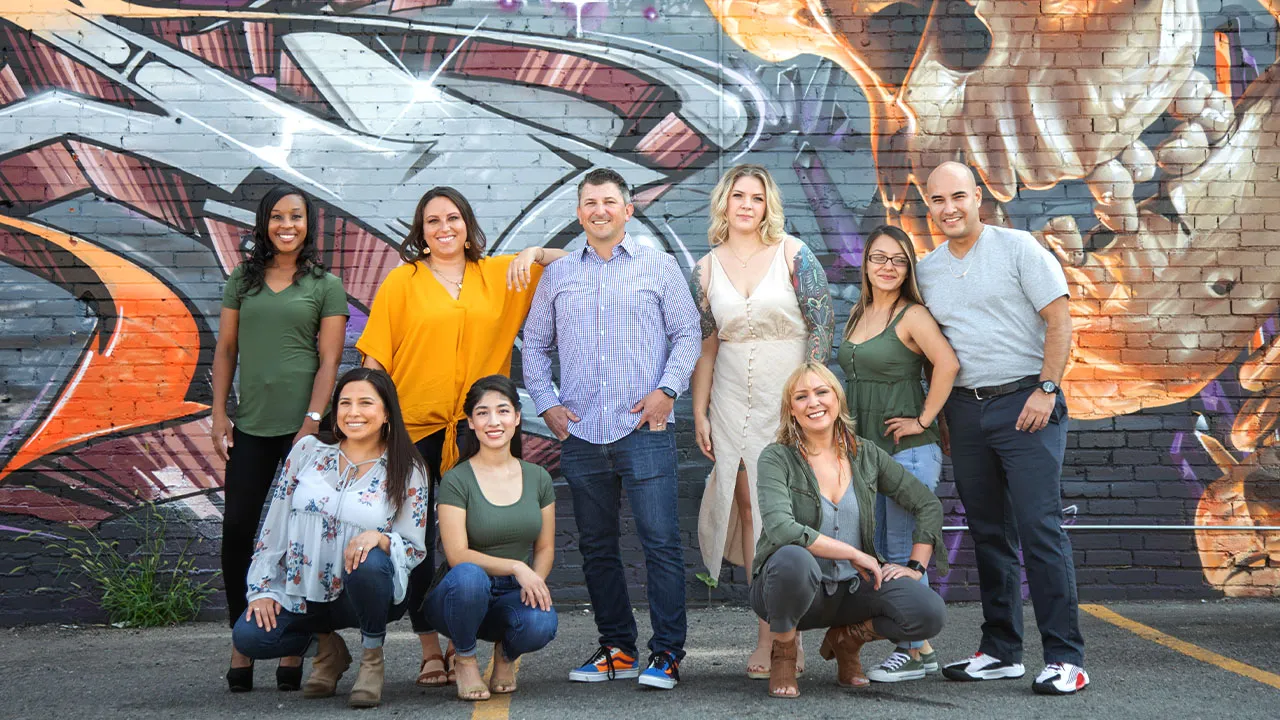 Man with three children in the orthodontist office