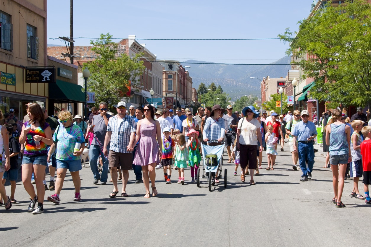 Group of people in downtown Colorado