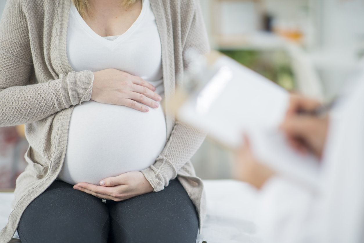 Pregnant woman closeup on stomach