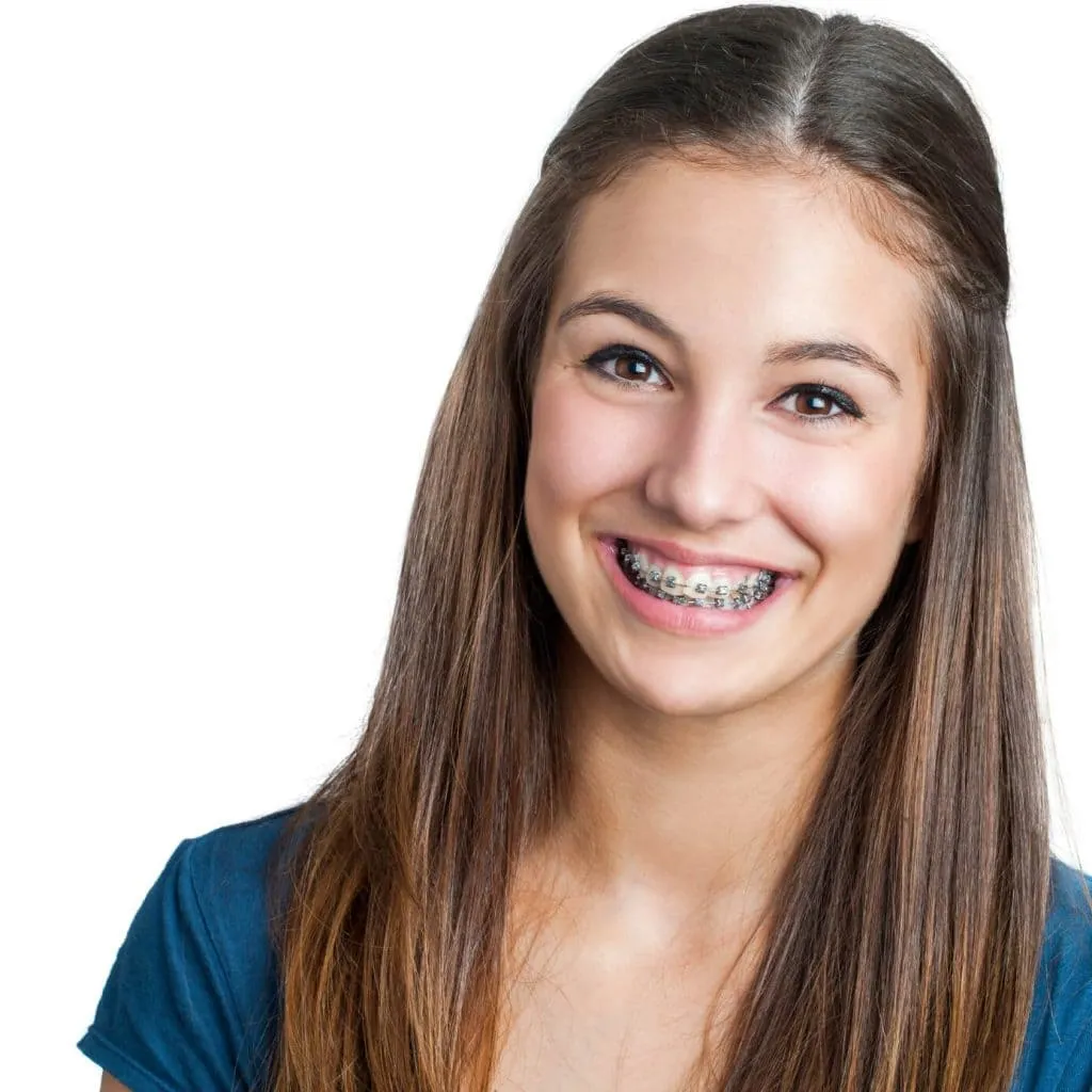 Smiling teen girl with braces